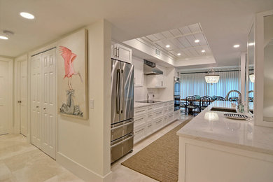 Example of a transitional kitchen design in Miami