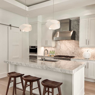 Tropical kitchen inspiration - Kitchen - tropical kitchen idea in Miami with an island