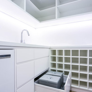 Butlers pantry with custom wine storage