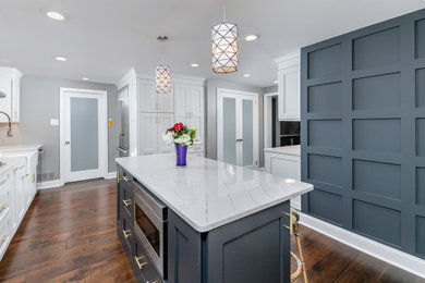 Kitchen & Dining Room with Oyster White Cabinetry & Blue Island - Moorestown