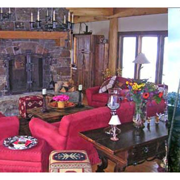 Kitchen & Great Room Natural Stone Fireplace Hobbit Heaven Moonlightbasin