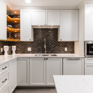 Kitchen Back Splash with Contour Steel Gray Beveled Tile