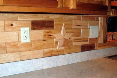 Kitchen back splashes using our wooden wall tiles. available at homedepot.com