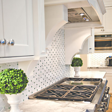 Kitchen backsplash and hood
