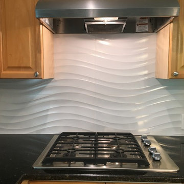 KITCHEN - Backsplash -  Porcelanosa Qatar Nacar White Large Panel Wave Tile 2