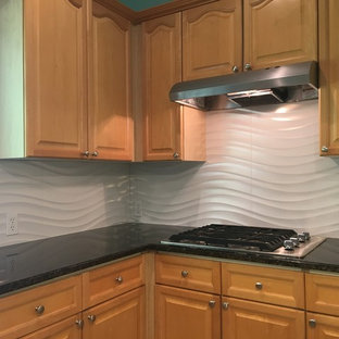 KITCHEN - Backsplash - Porcelanosa Qatar Nacar White Large Panel Wave Tile 2