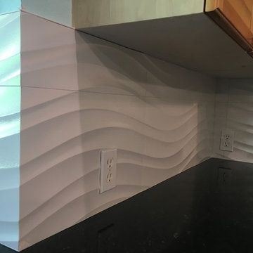 KITCHEN - Backsplash -  Porcelanosa Qatar Nacar White Large Panel Wave Tile 2