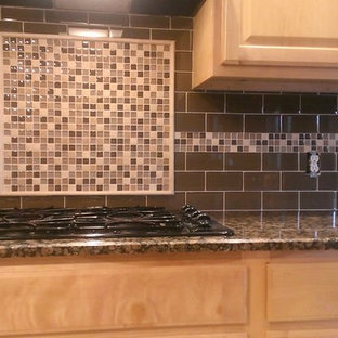 KITCHEN - Backsplash - Subway 3" x 6" Brown Glass / Mosaic Accent