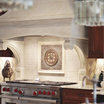 Kitchen Backsplash with a Medallion as the Focal Point