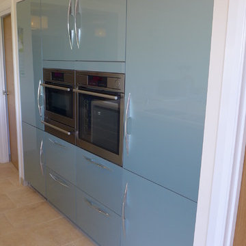 kitchen built in unit - ice blue gloss