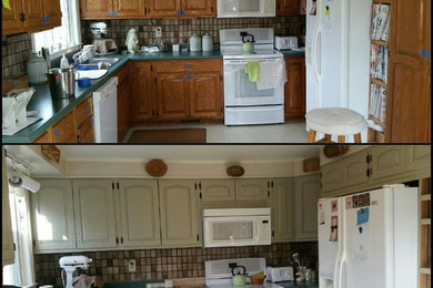 Inspiration for a timeless u-shaped kitchen remodel in Portland Maine with no island