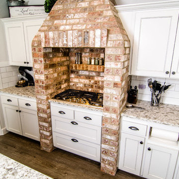 Kitchen - Closer look at brick range / hood