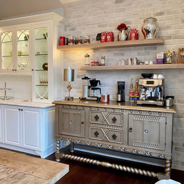 Kitchen Custom Painted Hutch and Glam Farmhouse Coffee Station in Moorestown, NJ