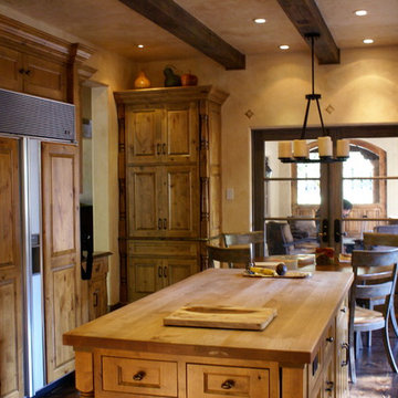 Kitchen Detail with Wood Beams and Island