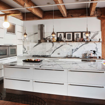 Kitchen + Exposed Wood Beam Ceiling