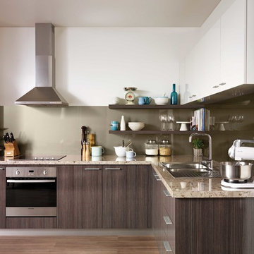 Kitchen featuring Melteca Hi-Gloss Charred Oak cabinetry
