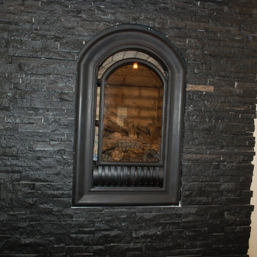 Kitchen Fireplace of European Traditional Home
