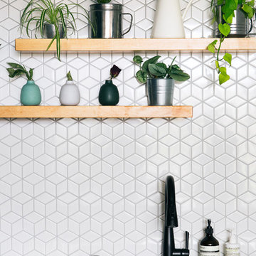 Kitchen Floating Shelves & Sink