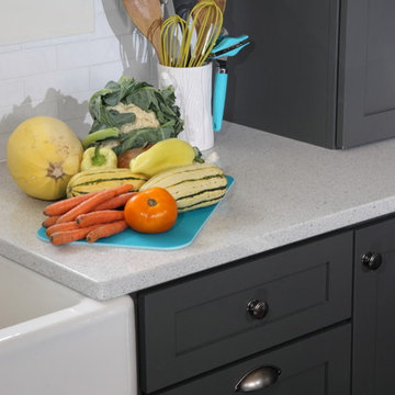Kitchen Fun with Storm Gray - Close up of Cabinets and Apron Sink
