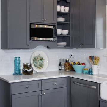 Kitchen Fun with Storm Gray - Gray Painted Corner Cabinets