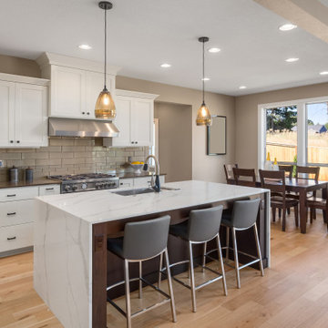 Kitchen Island & Dining Area | Transitional Remodel | Kitchen & Living Room Remo