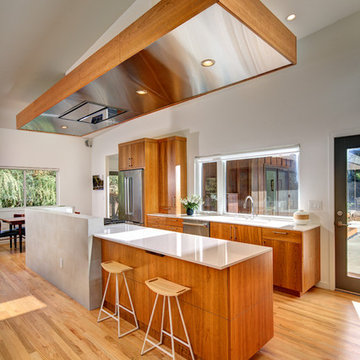 Kitchen Island with Ceiling Mounted Island Canopy