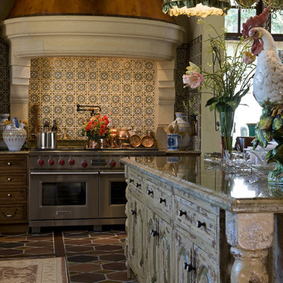 Kitchen - traditional terra-cotta tile kitchen idea in Minneapolis