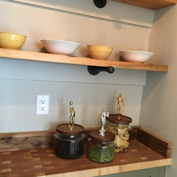 Kitchen Pantry with Butcher Block Countertops & Shelfs