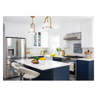 Before and After: Brass and Navy Pair Nicely in the Kitchen