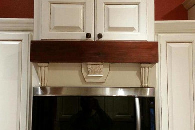 Kitchen Remodel-Custom Designed Vented Hood by Tina with Cedar Beam Stained Waln