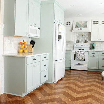 Kitchen Remodel with Herringbone Cork Tile Design