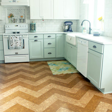Kitchen Remodel with Herringbone Cork Tile Design
