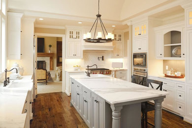 Elegant kitchen photo in Philadelphia with white cabinets