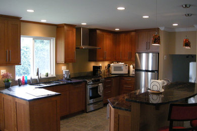 Example of a minimalist kitchen design in Vancouver