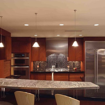 Kitchen Renovation, "kelp" finish on raised bar