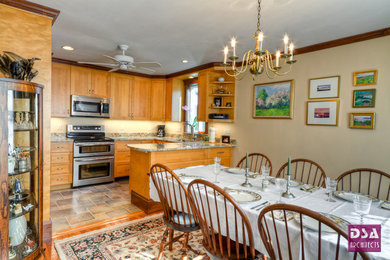 This is an example of a modern kitchen in Boston.