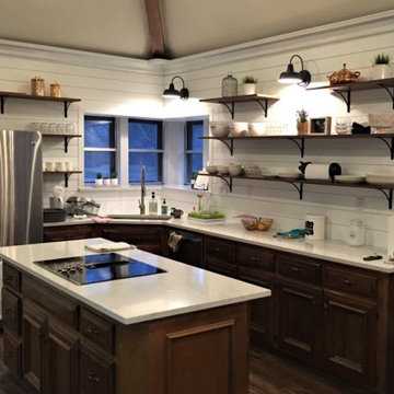 Kitchen Ship Lap with Open Pine Shelves