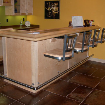 Kitchen Snack Bar Seating-METAL WITH WOOD SEATS