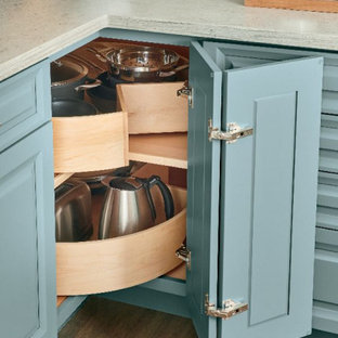 Traditional kitchen in Columbus with recessed-panel cabinets and blue cabinets.