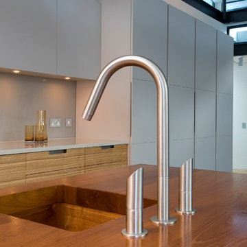 Kitchen tap with wooden worktop