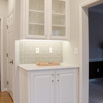 Kitchen total makeover with cabinet refinishing & coffered ceiling