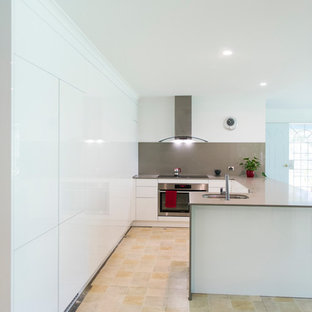 75+ Küchen mit Kupfer-Arbeitsplatte und Glasrückwand Ideen & Bilder