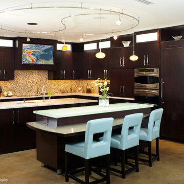 Kitchen TV and track lighting