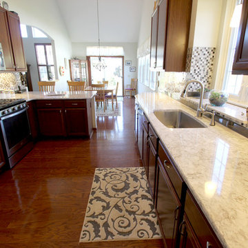 Kitchen Update with Gray Quartz Countertops and Tile Backsplash ~ Strongsville