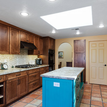 Kitchen with a Turquoise Island
