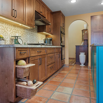 Kitchen with a Turquoise Island