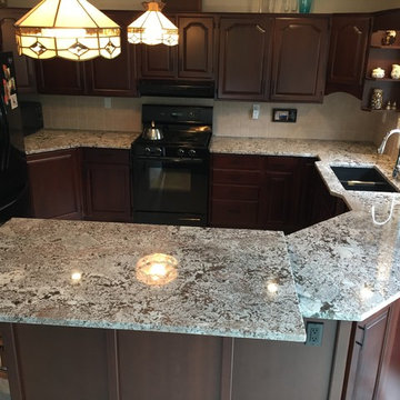 Kitchen with Bianco Antico Countertops