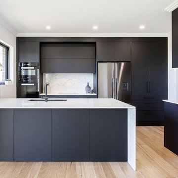 Kitchen with Black Laminex Absolate Matt doors