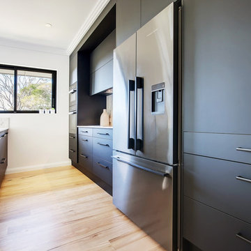 Kitchen with Black Laminex Absolate Matt doors