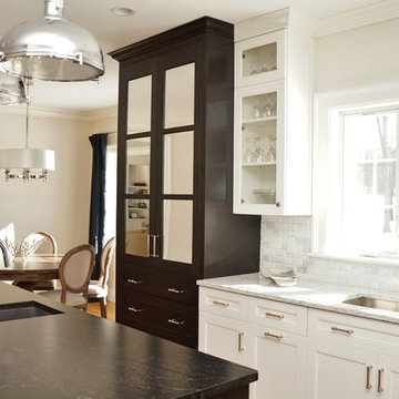 Kitchen with Black Mirrored Hutch